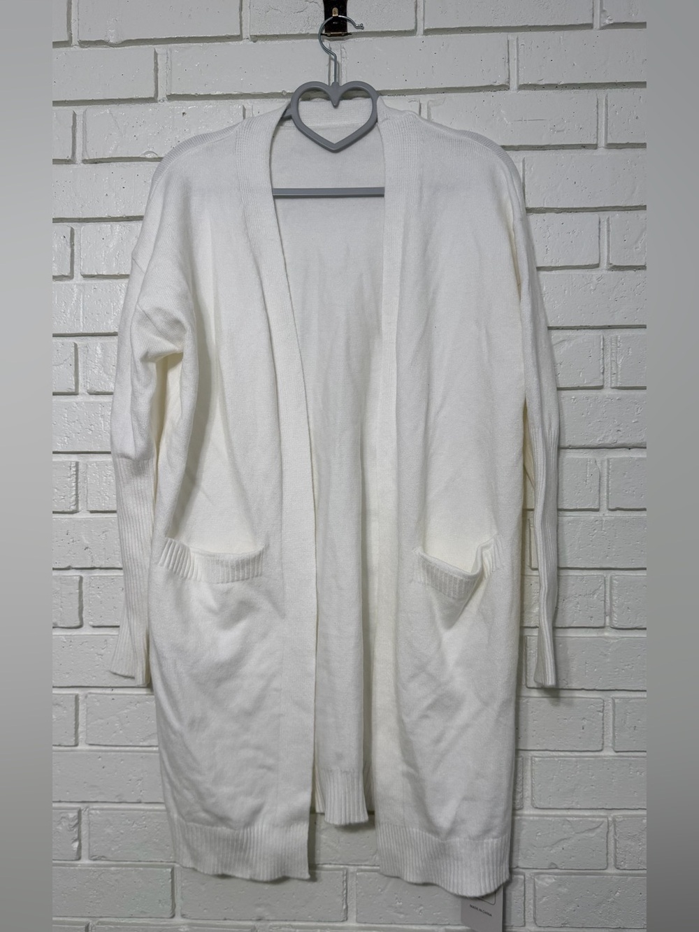 NWT White Longline Open Front Cardigan Sweater Medium Soft Minimalist